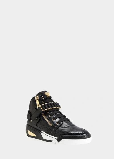 versace band sneakers|Versace zipped high top sneakers.